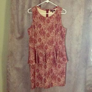 Maroon and tan dress